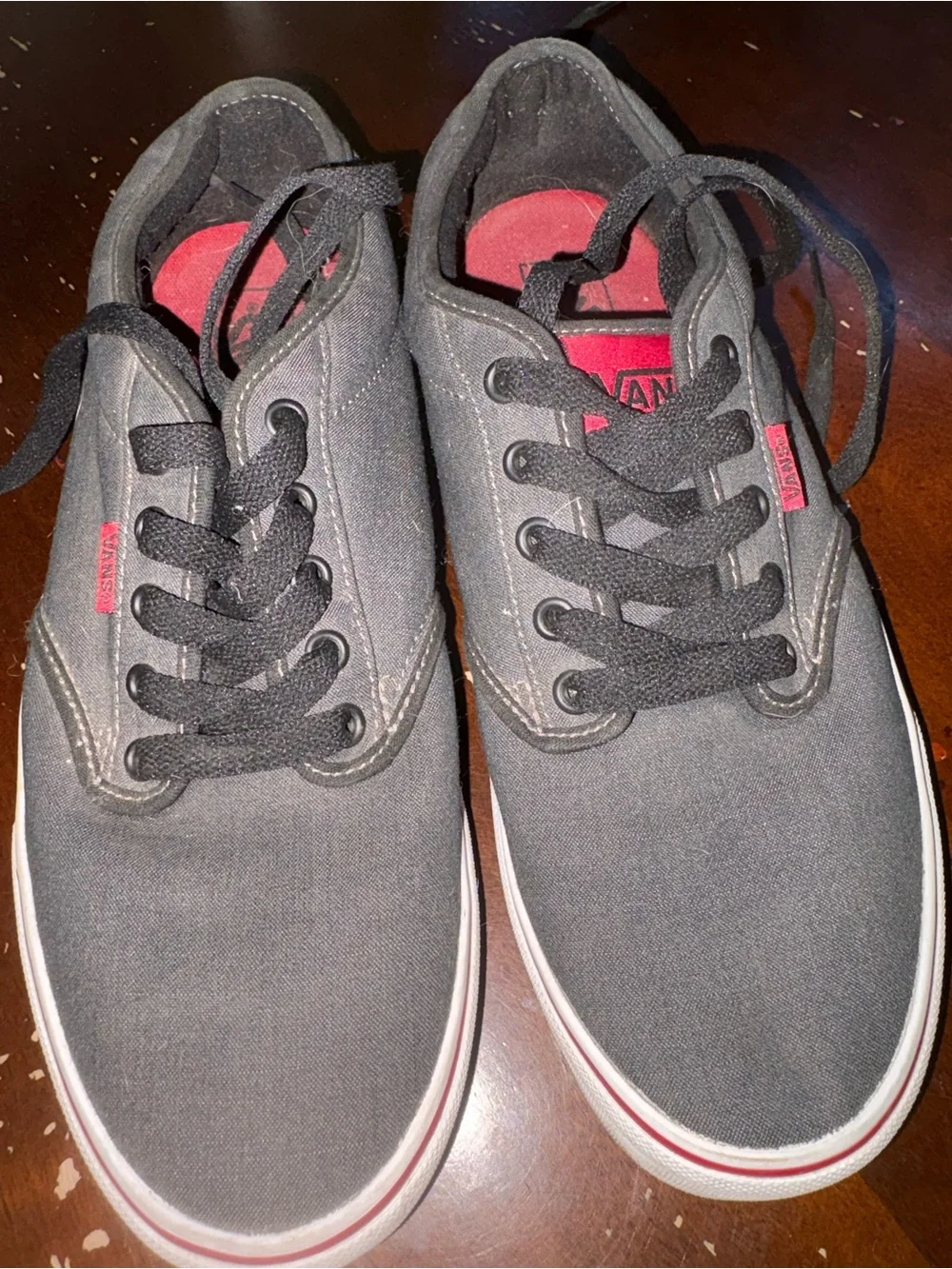 Vans Men’s Black Canvas Low-Top Sneakers with Red Insole and Tag Accents